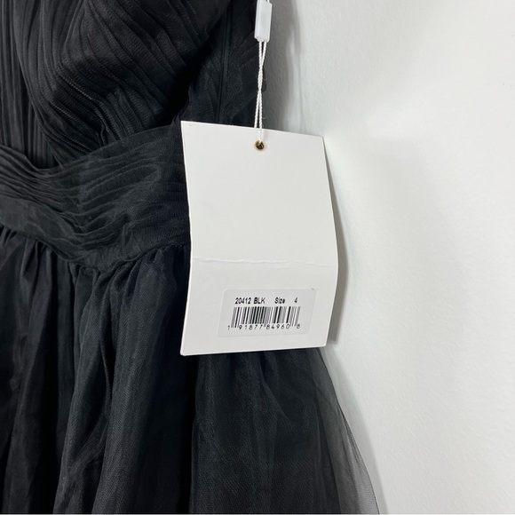 Mac Duggal 20412 Ruffled One Shoulder High Low Tulle Gown Size 4 NWT Black - Picture 8 of 13